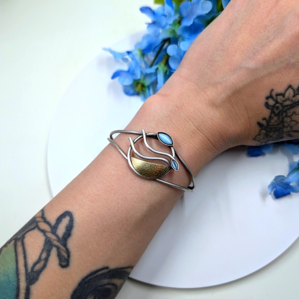 Christophe Poly Montreal Designer Handmade Cuff Bracelet with Cats Eye